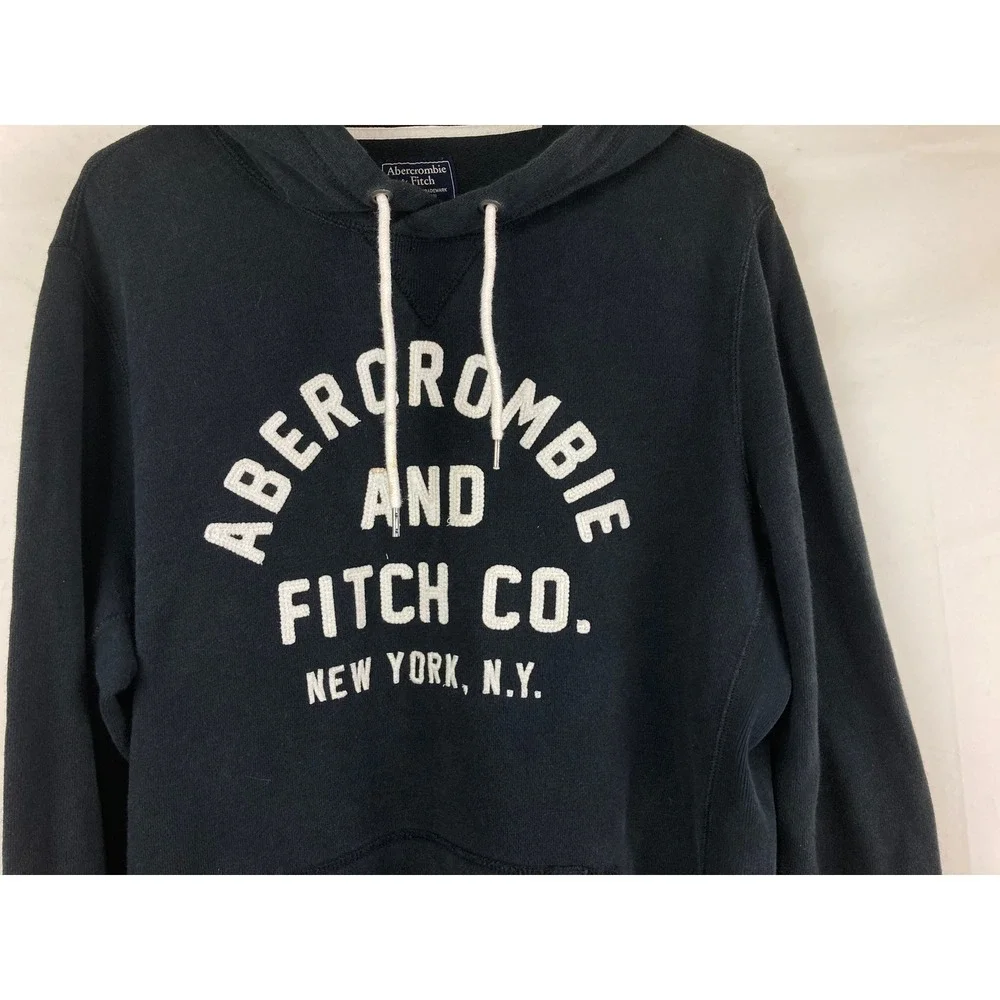 Abercrombie & Fitch Y2K Hoodie Mens L Black Pullover Sweatshirt Streetwear